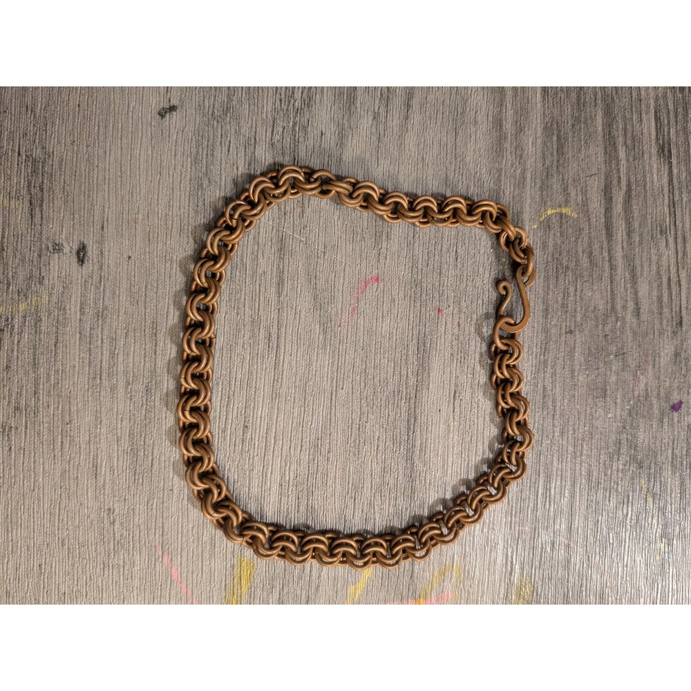 Handmade Copper Byzantine Chainmail Necklace S-Hook Clasp Boho Steampunk Jewelry